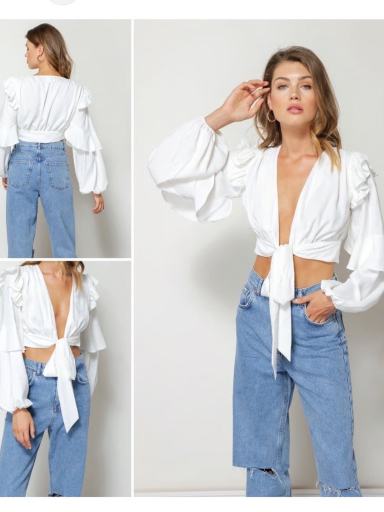 Revolve-Line-Dot--White-Sonia-Blouse(S)